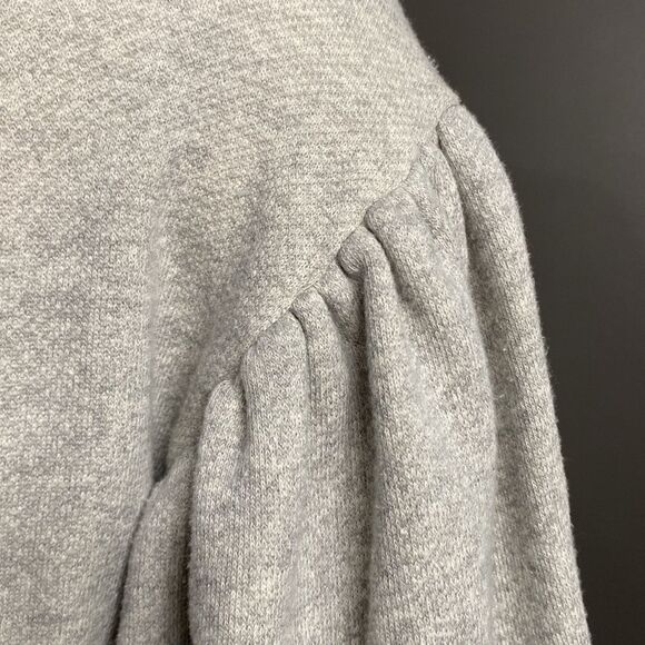 Peace Love World White/Gray Chic Denim Jacket Puff Gray Sleeve Oversized SZ XXS - Picture 7 of 16